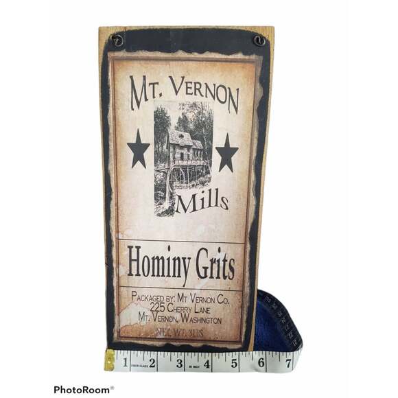 Mt Vernon Mills Hominy Grits Wooden Sign Kitchen Home Decor - Picture 4 of 4